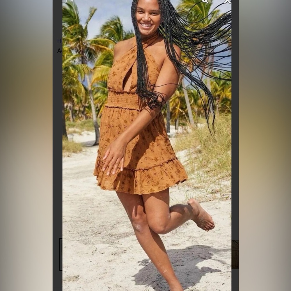 AERIE HAPPY EVERYWHERE HALTER DRESS